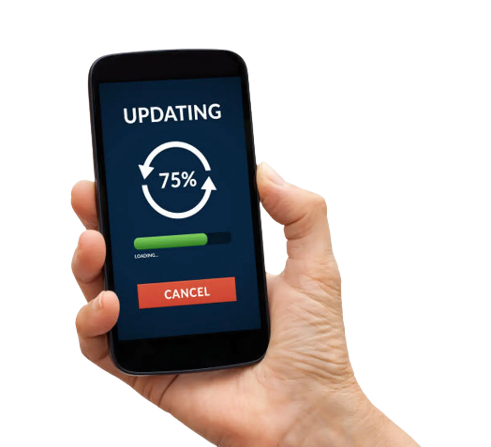 Smartphone showing an update in progress