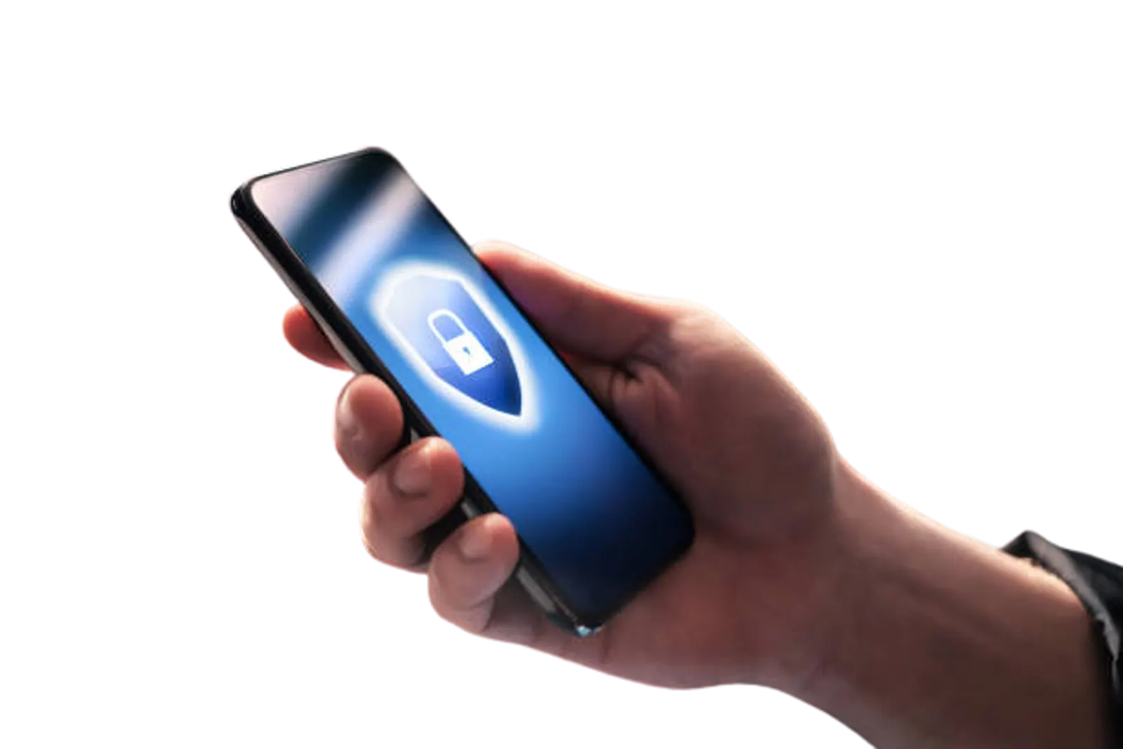 Smartphone con un escudo y un candado en pantalla