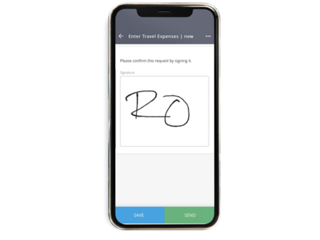 Smartphone with a handwritten signature captured on screen