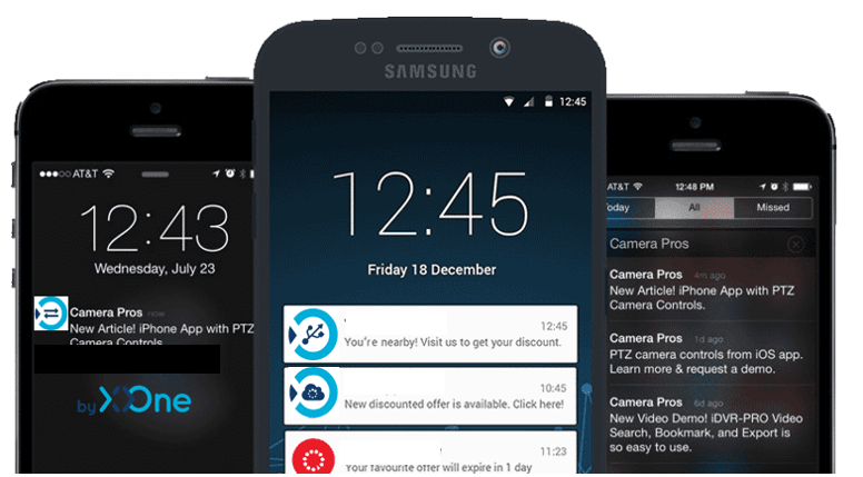 Push notifications on the lock screen of several smartphones